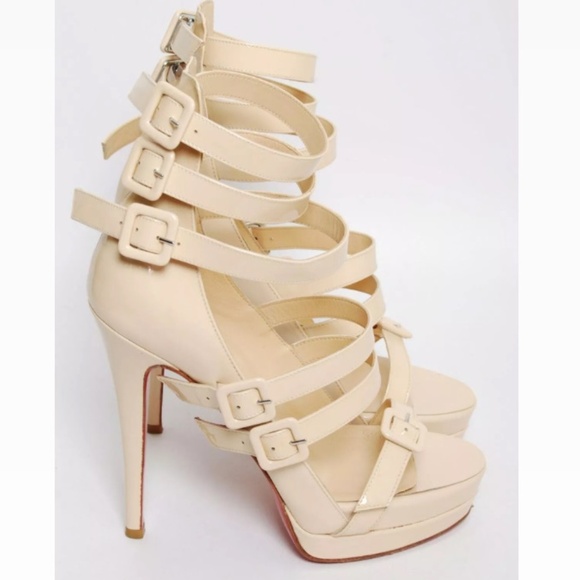 Christian Louboutin Beige Differa 140 Patent Platform Heels